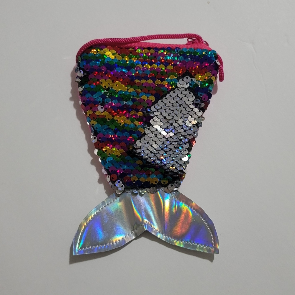 Flip sequin purse party mermaid tail shape with zipper